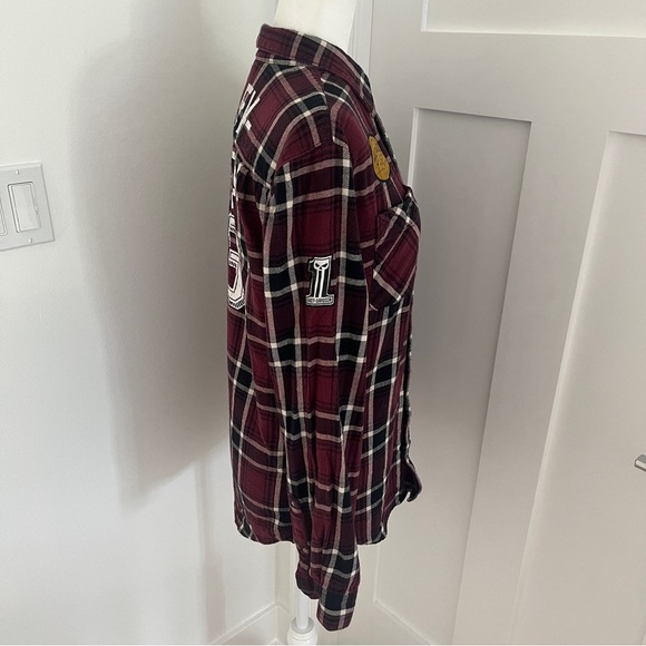 Vintage Harley Davidson Men's Red/Black plaid Button Up Shirt Patched Sz S *R - Picture 5 of 6